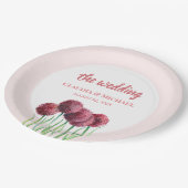 の紫結婚ピンクのアリウム花の水色スクア ペーパープレート (アングル)