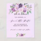 の紫結婚フローラQRコード予算は日付を保存 チラシ (正面)