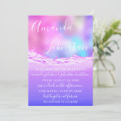 の紫結婚海ピンク波海ブルー 招待状 (スタンド正面)