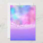 の紫結婚海ピンク波海ブルー 招待状 (裏面)