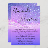 の紫結婚海火花波海ビーチ 招待状 (正面/裏面)