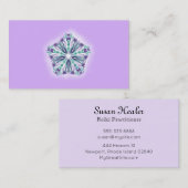 *~*の紫色のティール(緑がかった色)のラベンダーの星の治療師の曼荼羅 名刺 (正面/裏面)