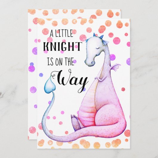 *~*の紫色のドラゴンのベビーシャワーの招待状 招待状 (正面/裏面)