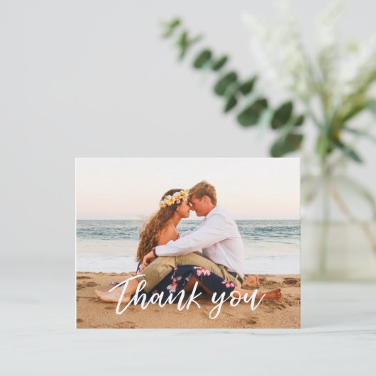 の結婚ありがとうはがきはき手モダンに手紙 ポストカード (スタンド正面)