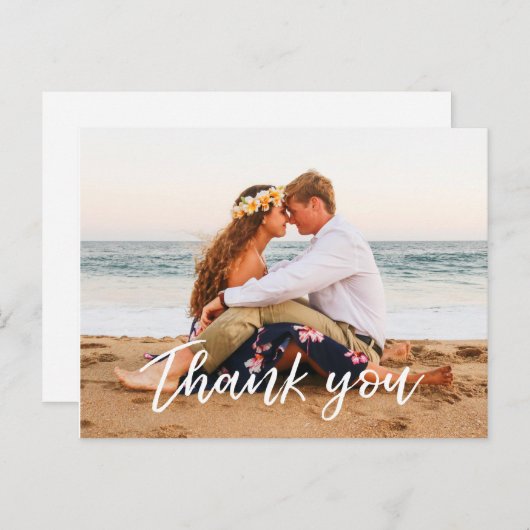 の結婚ありがとうはがきはき手モダンに手紙 ポストカード (正面/裏面)