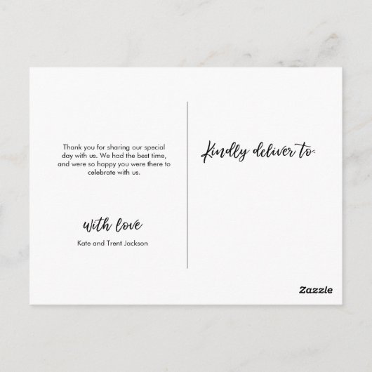 の結婚ありがとうはがきはき手モダンに手紙 ポストカード (裏面)