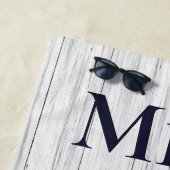 の結婚いかりネイビー・ブルー・モノグラ航海のム ビーチタオル (インサイチュ)