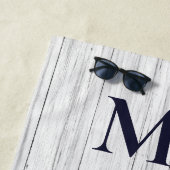 の結婚いかりネイビー・ブルー・モノグラ航海のム ビーチタオル (インサイチュ)