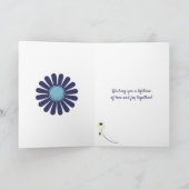 の結婚おめでとうカスタムメッセージ青い花 カード (内部)