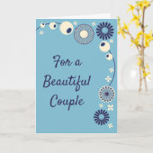 の結婚おめでとうカスタムメッセージ青い花 カード (黄色い花)