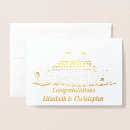 の結婚おめでとうセーリングクルーズ 箔カード (封筒付き正面)