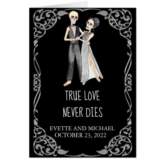 の結婚おめでとうハロウィーンのスケルトンカップル (正面)