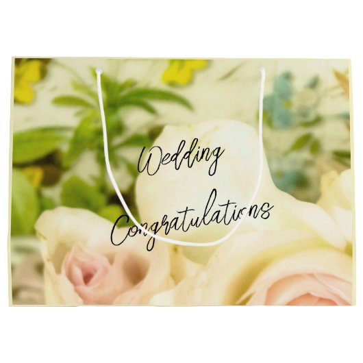 の結婚おめでとうパーソナライズされた ラージペーパーバッグ (裏面)