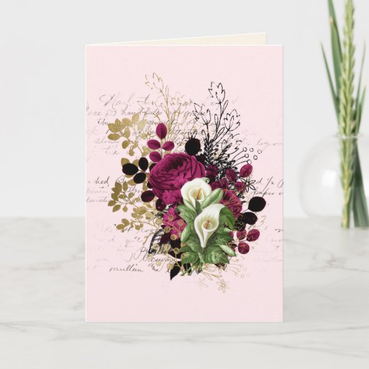 の結婚おめでとう名前の追加バラEphemera カード (正面)