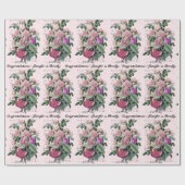 の結婚おめでとう名前の追加バラEphemera ラッピングペーパー (フラット)