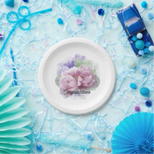 の結婚おめでとう牡丹紙プレート ペーパープレート (パーティー)