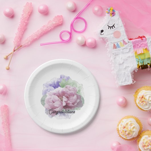 の結婚おめでとう牡丹紙プレート ペーパープレート (パーティー)