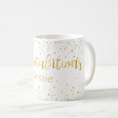 の結婚おめでとう金ゴールドレタリンググリッター コーヒーマグカップ (正面右)