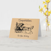 の結婚おめでとう馬と乳母車 カード (黄色い花)