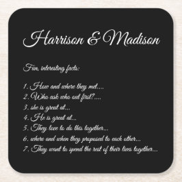 の結婚おもしろいファクトカスタムーのカップル・スクリプト名 スクエアペーパーコースター
