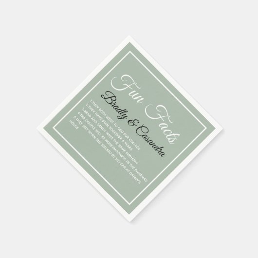 の結婚おもしろいファクト無地のカラーSage Green スタンダードカクテルナプキン (角)