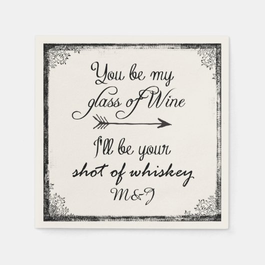の結婚おもしろい引用文またはイニシャル スタンダードカクテルナプキン (正面)