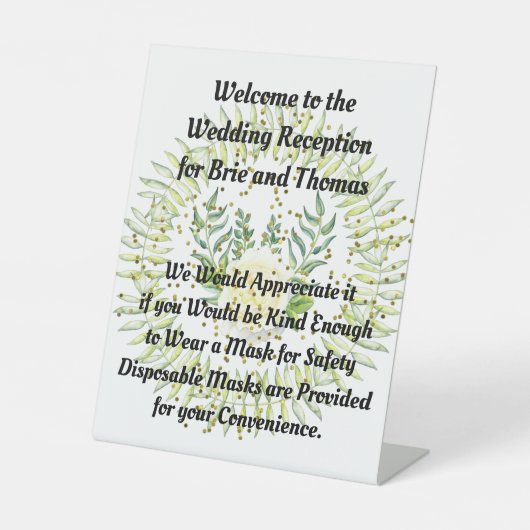 の結婚お客様にマスクの衣服を求めるサイン 台座サイン (正面)