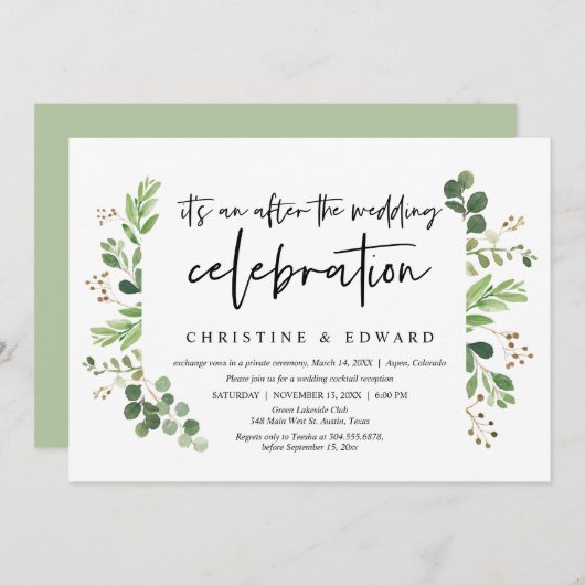 の結婚お祝いの後の結婚駆け落ち 招待状 (正面/裏面)