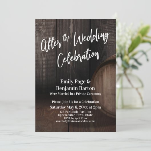 の結婚お祝いの素朴木樽の後 招待状 (スタンド正面)