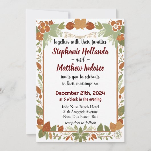 の結婚お祝いは愛と喜びの勝利 – 招待状 (正面)