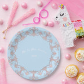 の結婚お祝いは青でパーソナライズ ペーパープレート (パーティー)