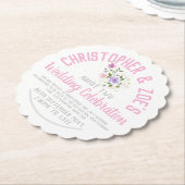 の結婚お祝いパーティの招待状チケット紙 ペーパーコースター (アングル)