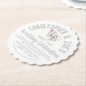 の結婚お祝いパーティの招待状チケット ペーパーコースター (アングル)