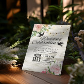 の結婚お祝いホワイトウッドフローラストリングライト 招待状