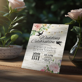 の結婚お祝いホワイトウッドフローラストリングライト 招待状