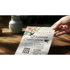 の結婚お祝いホワイトウッドフローラストリングライト 招待状