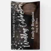 の結婚お祝い素朴木製バレルとライト 横断幕 (縦)