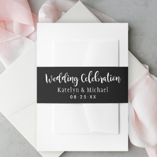 の結婚お祝い黒手書きスクリプト 招待状ベリーバンド