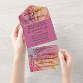 の結婚すべて1つの招待状水色の花 オールインワン招待状 (貼ってはがせる)