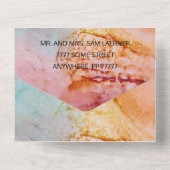 の結婚すべて1つの招待状水色の花 オールインワン招待状 (裏面)