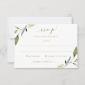 の結婚つる植物の食事の選択と歌の緑の金ゴールド 出欠カード (正面)