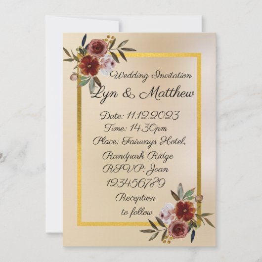 の結婚ひな形：結婚式招待状 招待状 (正面)