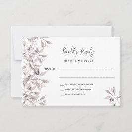 の結婚ほこりっぽいバラホワイトボタニカルRSVP 出欠カード