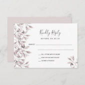 の結婚ほこりっぽいバラホワイトボタニカルRSVP 出欠カード (正面/裏面)