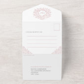 の結婚ほこりっぽいピンクの白い葉の写真主食RSVP オールインワン招待状 (外側)