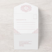 の結婚ほこりっぽいピンクの白葉色の写真の食事RSVP オールインワン招待状 (外側)