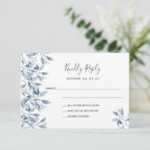 の結婚ほこりっぽい青い植物学RSVP 出欠カード (スタンド正面)