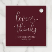 の結婚またはシャワーひまわり及びブルゴーニュバラ フェイバータグ (裏面)