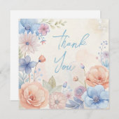 の結婚またはシャワーサンキューカード 招待状 (正面/裏面)