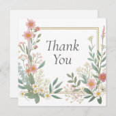 の結婚またはシャワーサンキューカード 招待状 (正面/裏面)